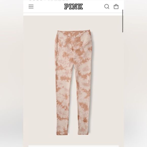 🆕PINK COTTON HIGH WAIST V CROSSOVER LEGGINGS IN FULL LENGTH - Picture 1 of 4